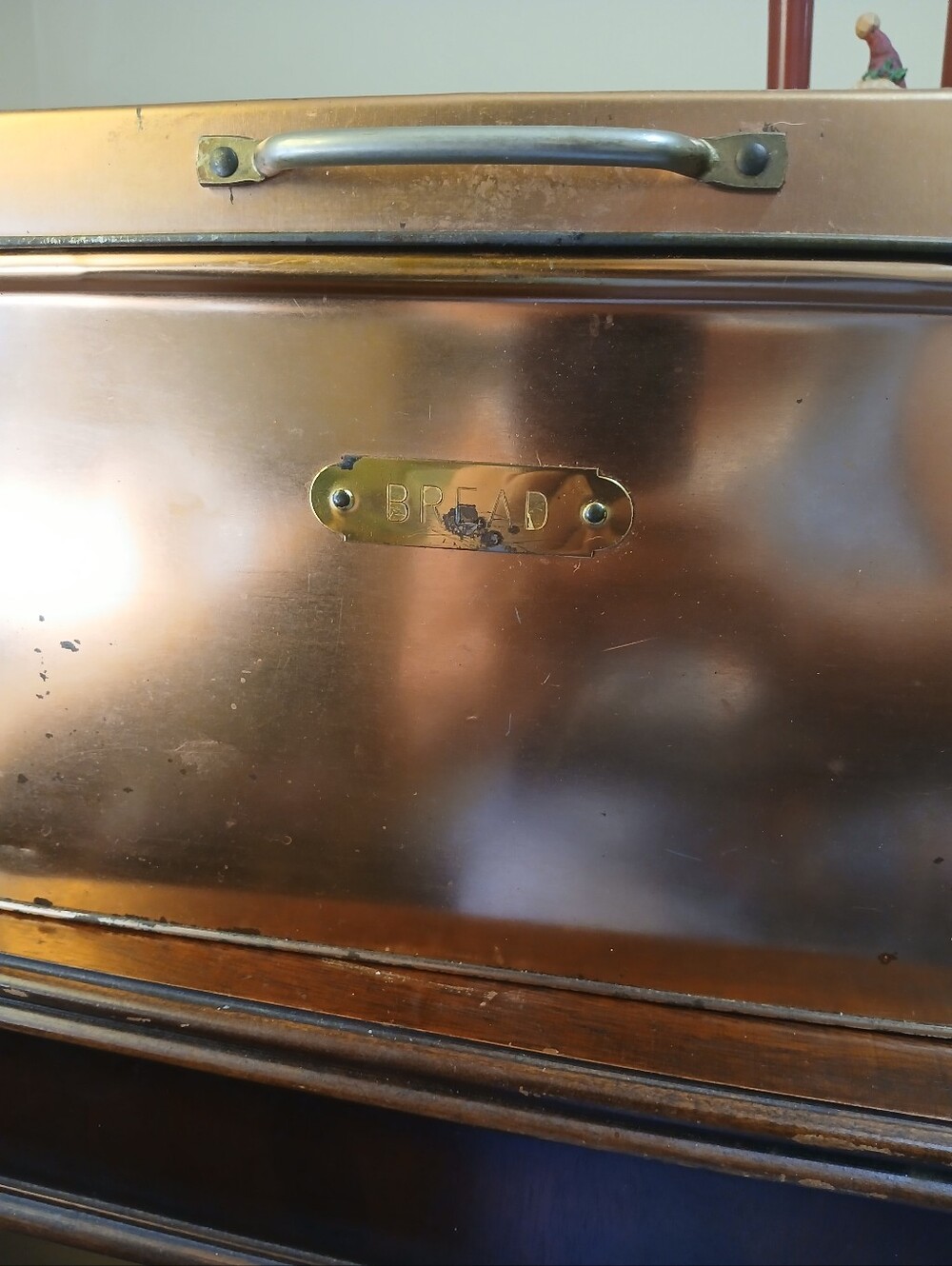 Vintage Copper-Tone Bread Box in Brass Finish